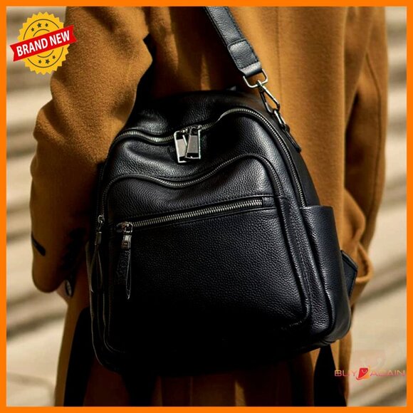 Genuine Leather Convertible Backpack Purse with Anti-Theft Pocket main image 4
